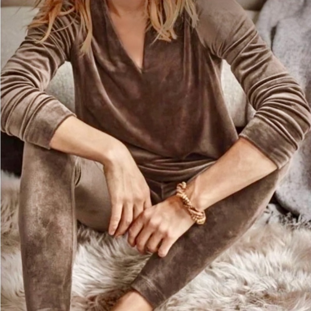NWT J. Jill Pure Jill Velour / Velvet Lounge Set in “Mocha Latte” Size M / L P
